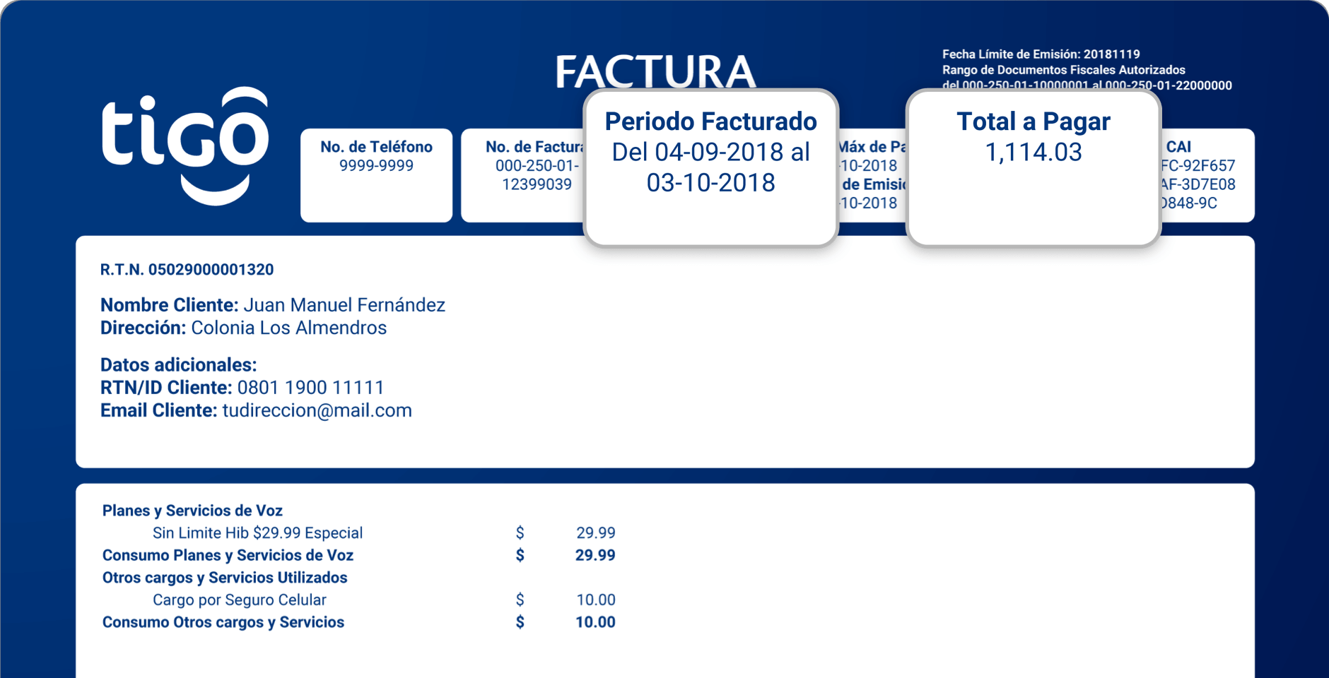 1. Tus datos personales: tigo-factura