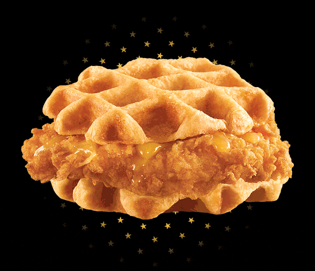 New Hand-Breaded Chickena and Waffle Sandwich